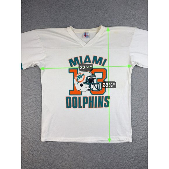 VTG Miami Dolphins Shirt Extra Large Dan Marino 80's USA Made Striped Sleeve - Picture 3 of 10